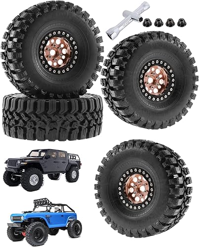 Llanta de rueda de 1.9 pulgadas y neumáticos de rueda para 110 RC Crawler Axial SCX10 SCX10 II 90046 SCX10 III AXI03007 TRX4, 4 piezas de aluminio