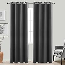 Blackout Curtains for Bedroom Dark Grey Black Out 84 Inch Long Thermal Curtain for Winter Insulated Grommet Thick Window Curtain Drapes for Living Room Sliding Glass Door Gray Cortinas Para Dormitorio