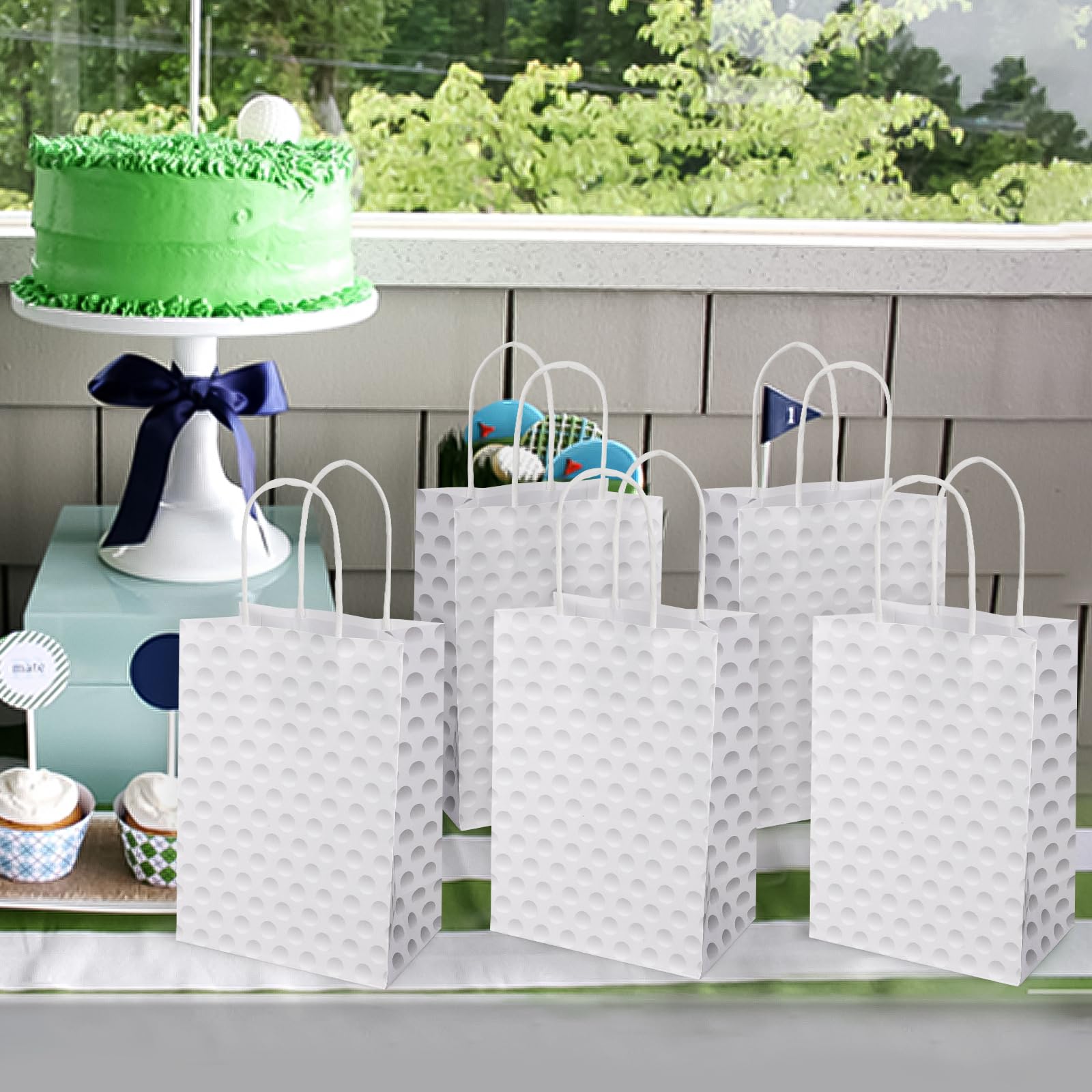 Lemicin 12 Pack Golf Gift Bag Golf Themed Party Favor Bags Candy Paper Goodie Bags with Handles Snack Party Favor Bag for kids Boys Birthday Baby Shower Decoration Supplies
