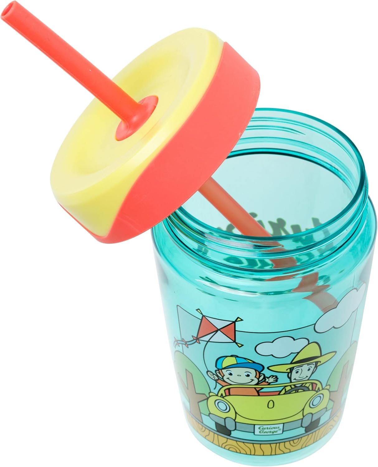 Silver Buffalo Curious George Fun, Spill Proof Tumbler with Straw, 17.5oz image 5