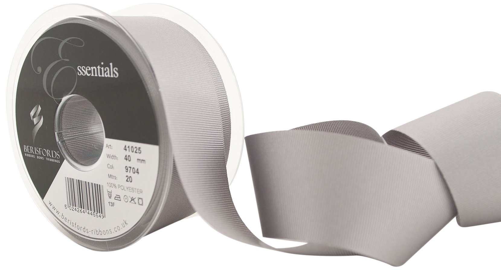 Berisfords 9704 Grey Grosgrain Ribbon