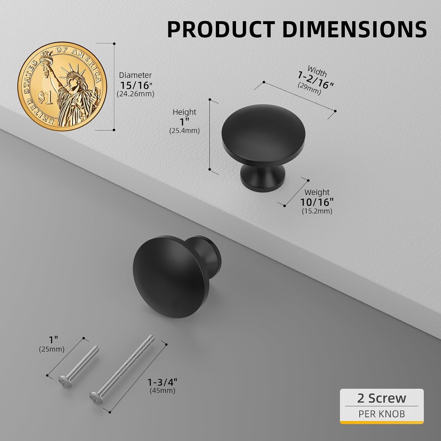 Goldenwarm 30 Pack Black Cabinet Knobs for Dresser Drawers Round Black Drawer Pulls Kitchen Cabinet Handles Zinc Alloy Hardware