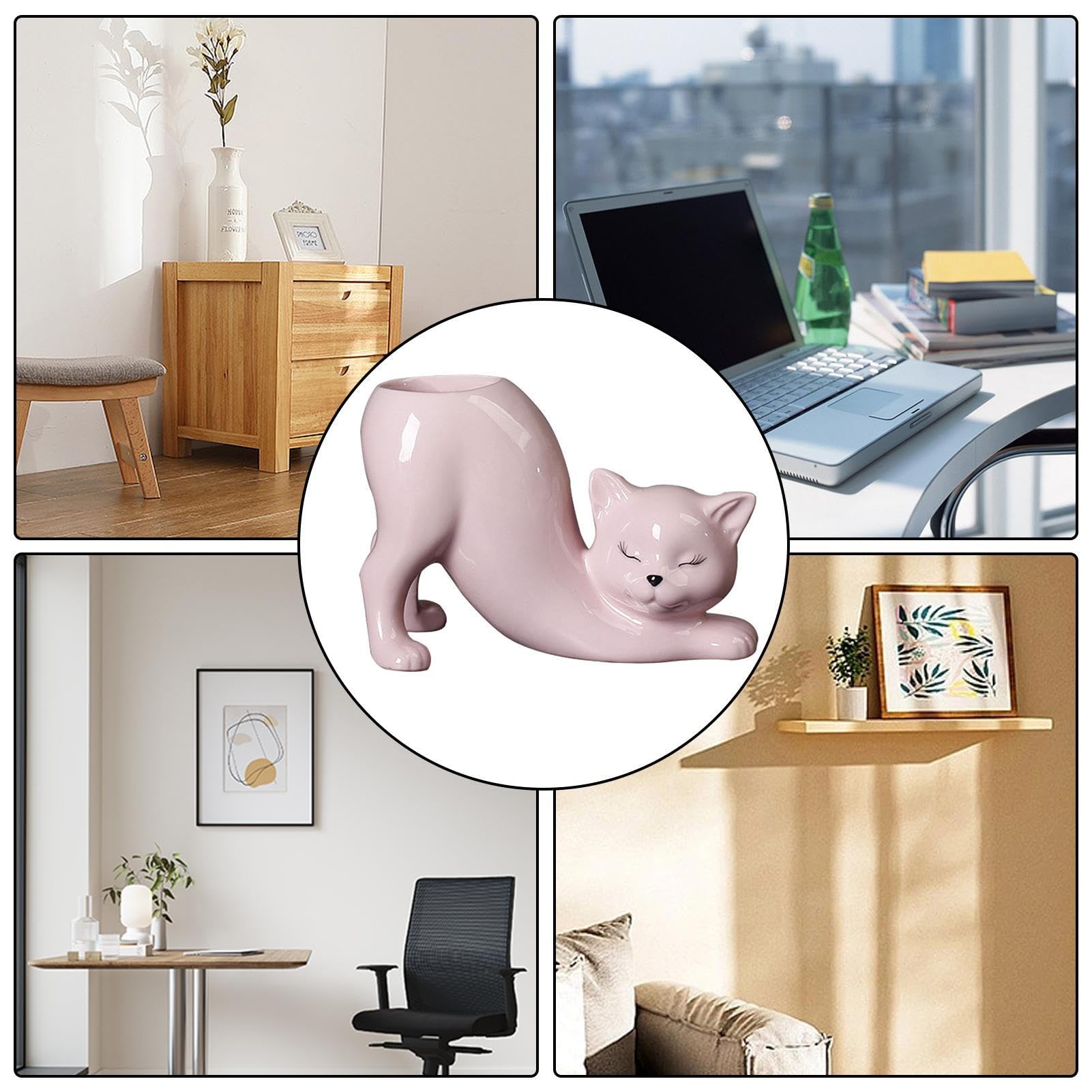 Amazon.co.jp: セラミック多肉植物ポットかわいい猫のしっぽの柱