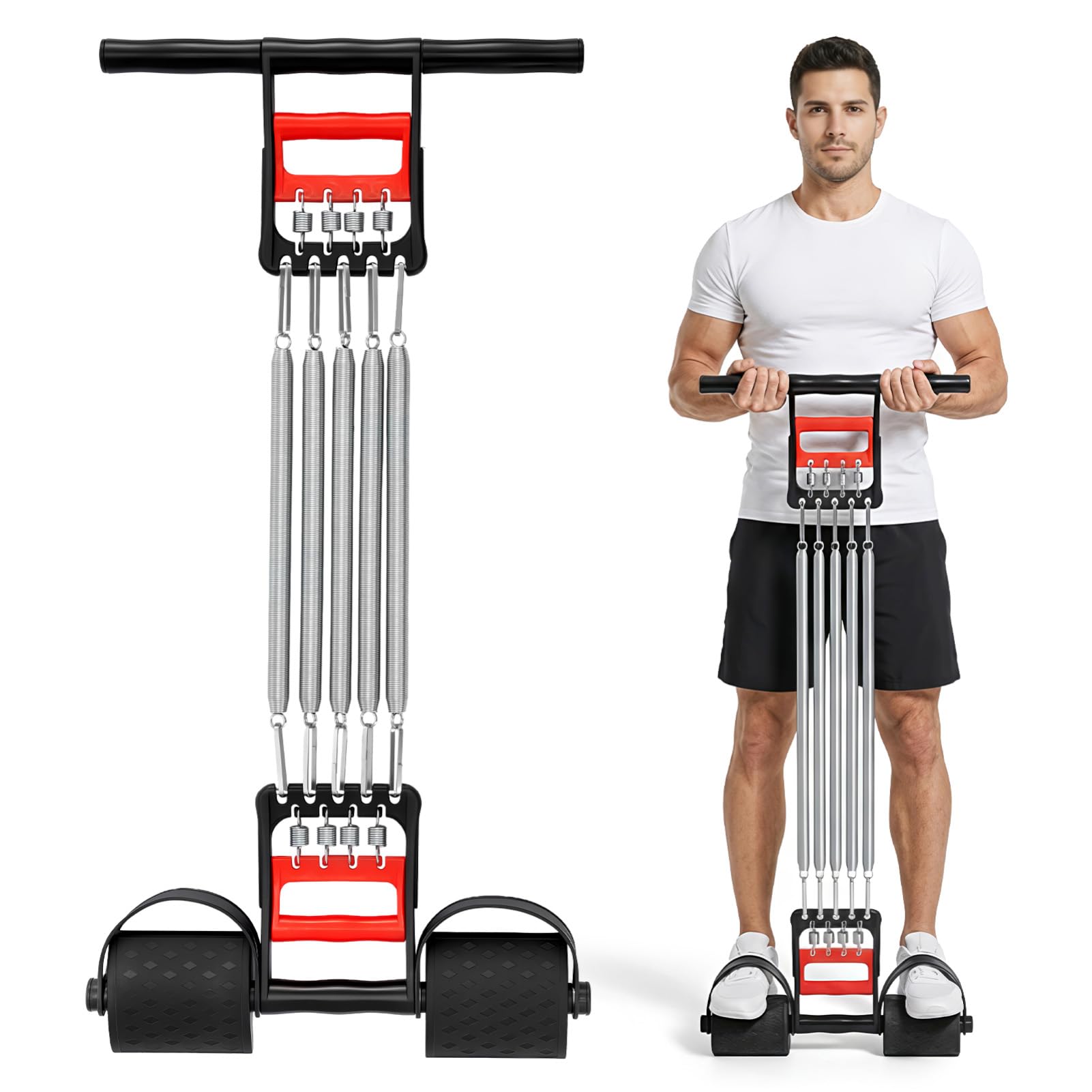 LN COZY CORNER 3 in 1 Chest Expander & Hand Gripper & Foot Pedal Pull Rope Adjustable Spring Exerciser Multifunctional Home Fitness Equipment for Men Women Muscle Strengthening & Tummy Trimming