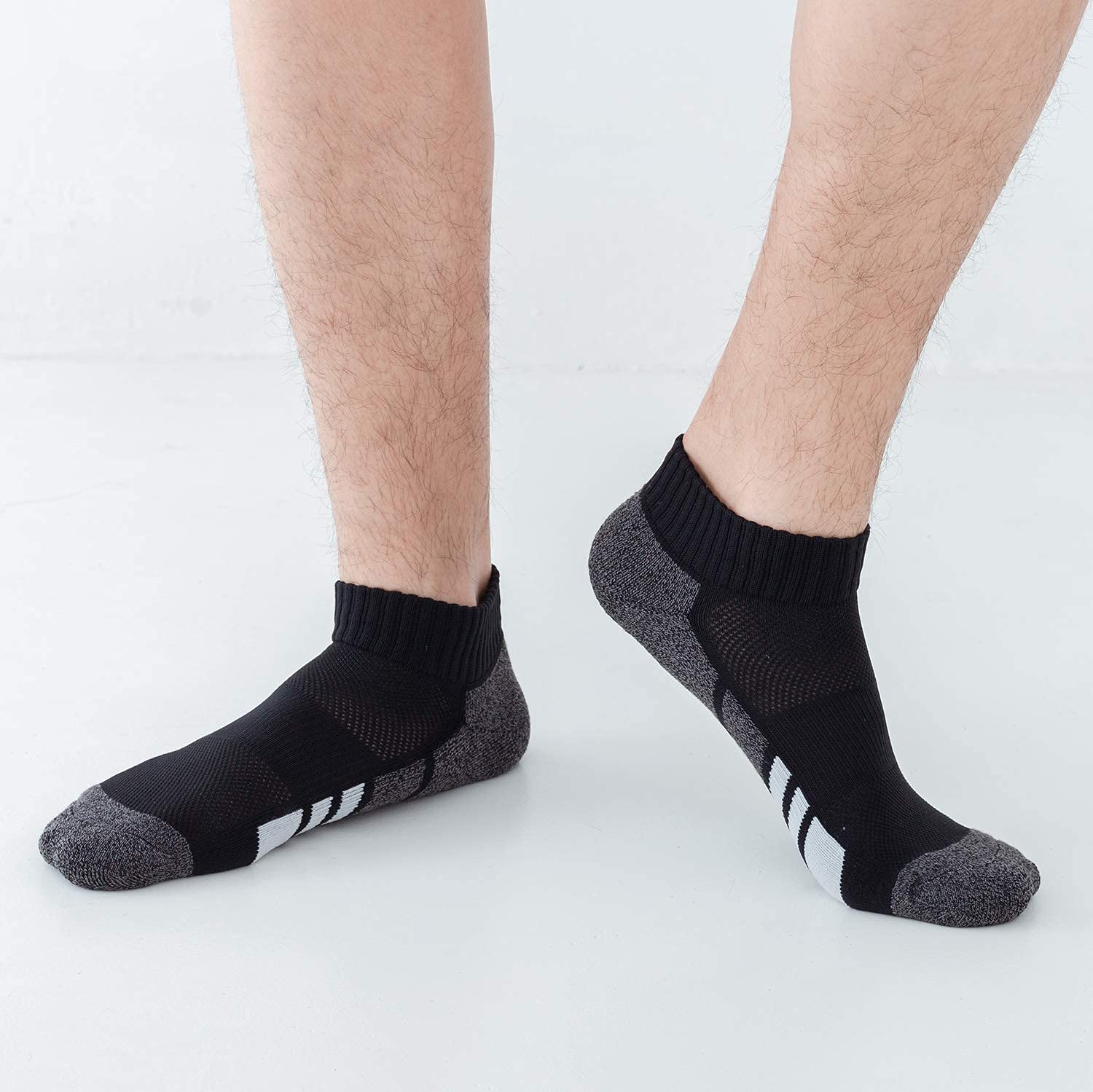 Sock Amazing 6 pares de calcetines de tobillo negros acolchados para hombre, calcetines deportivos de corte bajo, calcetines atléticos para escalada, correr, ciclismo, estaño