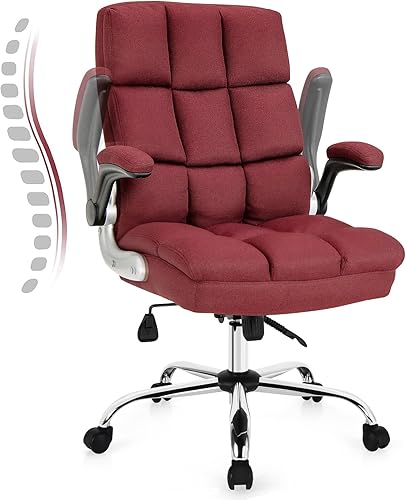 COSTWAY Silla ergonómica de oficina en casa, silla de escritorio para computadora grande y alta con respaldo ajustable de inclinación y reposabrazos
