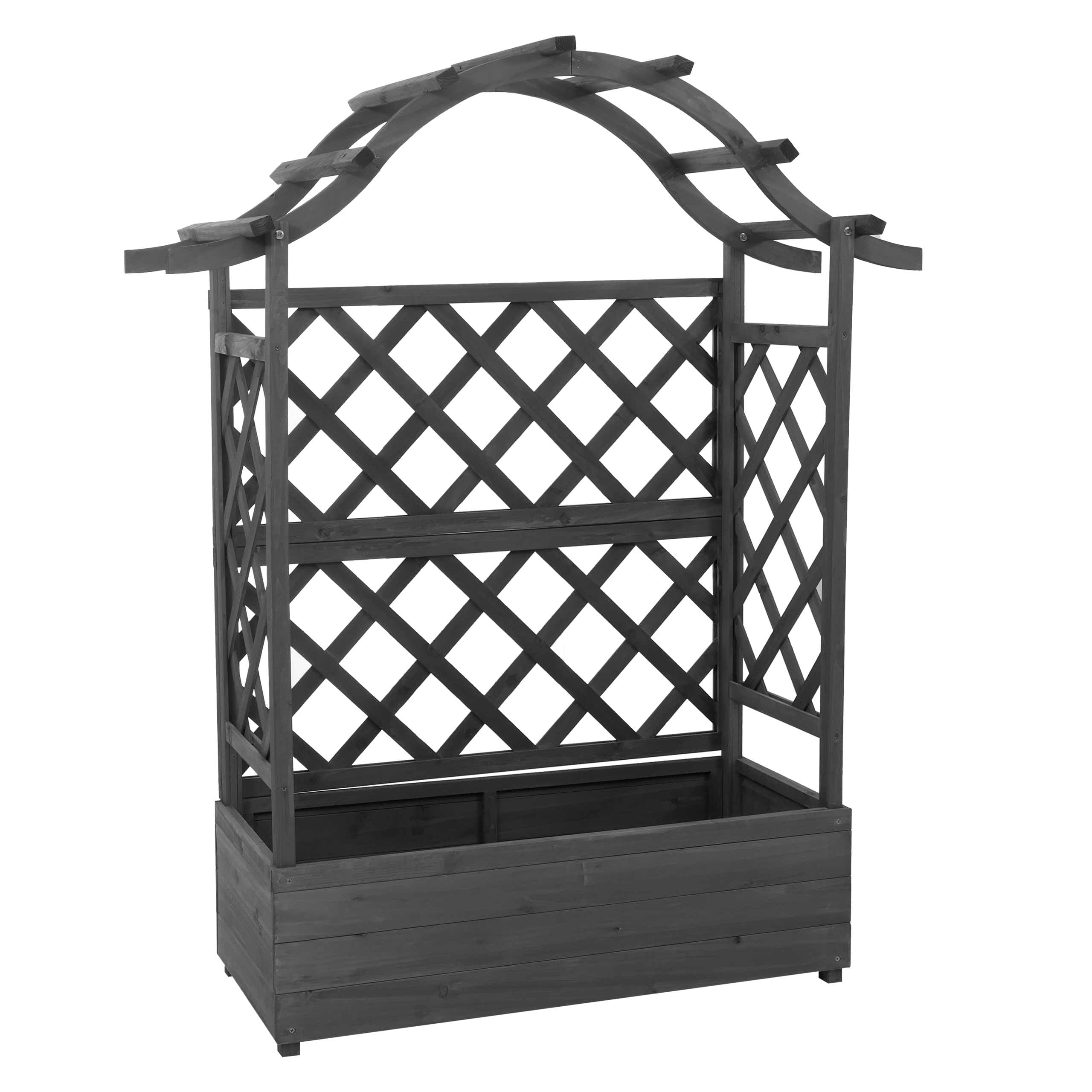 Mendler Hochbeet HWC-P66 138x110x44cm Holz - anthrazit-grau | Pflanz-/Blumenkasten, Pflanzkübel, Rankgitter, Rankhilfe, Spalier, FSC®