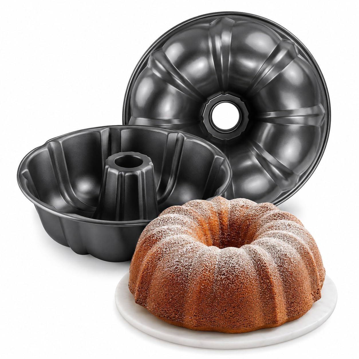 PureBake 8 Inch Bundt Cake Pan - Non-Stick & Durable -1