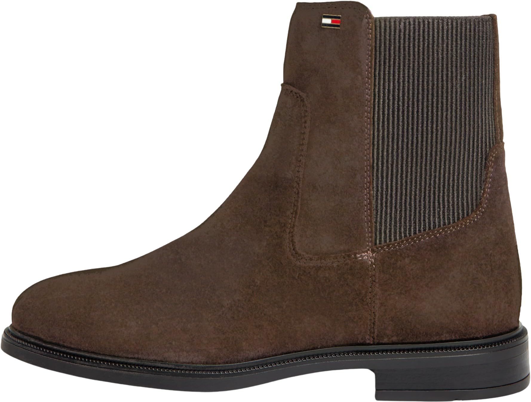 Tommy Hilfiger Women Enamel Flag Suede Ankle Chelsea FW0FW09575 Low Boots, BROWN (Fondant Brown), 7.5