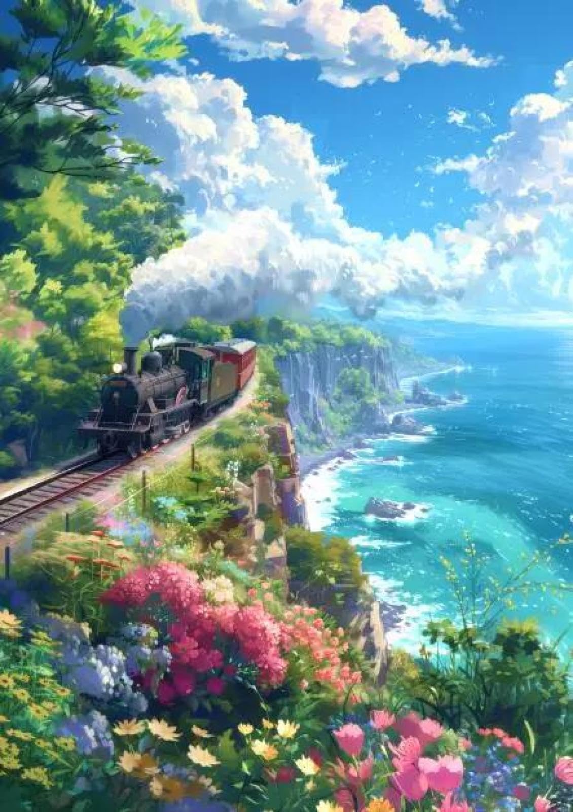 SHINERING Abstract Beach Forest Anime Landscape Canvas Painting Sea Summer Beach Wall Art Poster Prints For Living Room Home Decor A10 21X30Cm Unframed