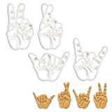 Set of 4 Hand Sign cookie cutters (Designs: Victory, Rock, Fingers Crossed Luck, Shaka), 4 pieces - Bakerlogy