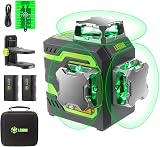 LasGoo LG-3D Laser Level Self Leveling 3x360°, 3D Green Beam Cross Line Laser for Construction and Picture Hanging, 2 Rechargeable Batteries (20 Hrs), Magnetic Liftable Stand Included, Green - 1