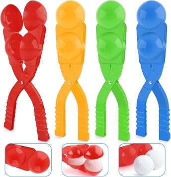 4 Pack Snowball Maker, Large Snow Ball Clip Mold Tool with Handle for Snow Ball Fights, Outdoor Winter Sport for Adults