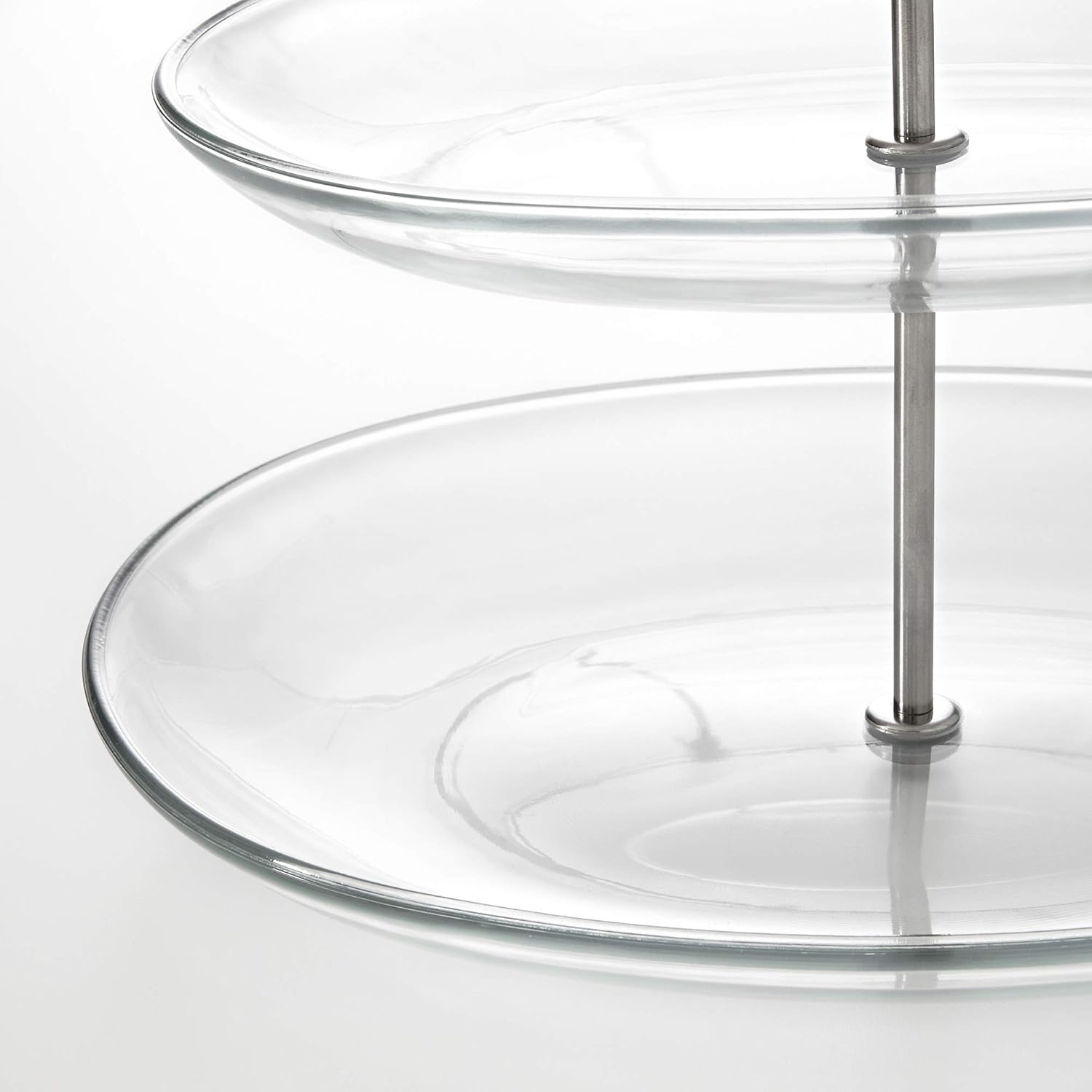 KVITTERA Serving stand, three tiers, clear glass/stainless steel