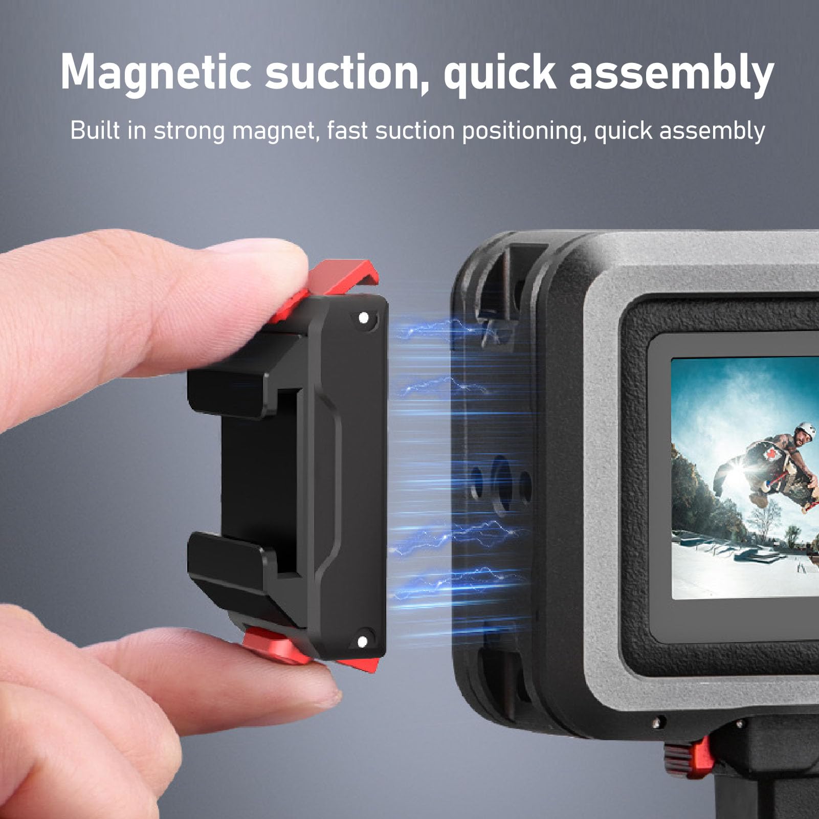 Gugxiom Magnetic Quick Release Cold Shoe Adapter for DJI Action 5Pro/4, Foldable Cold Shoe Expansion Base Mount for DJI Action 5Pro/4 Accessories