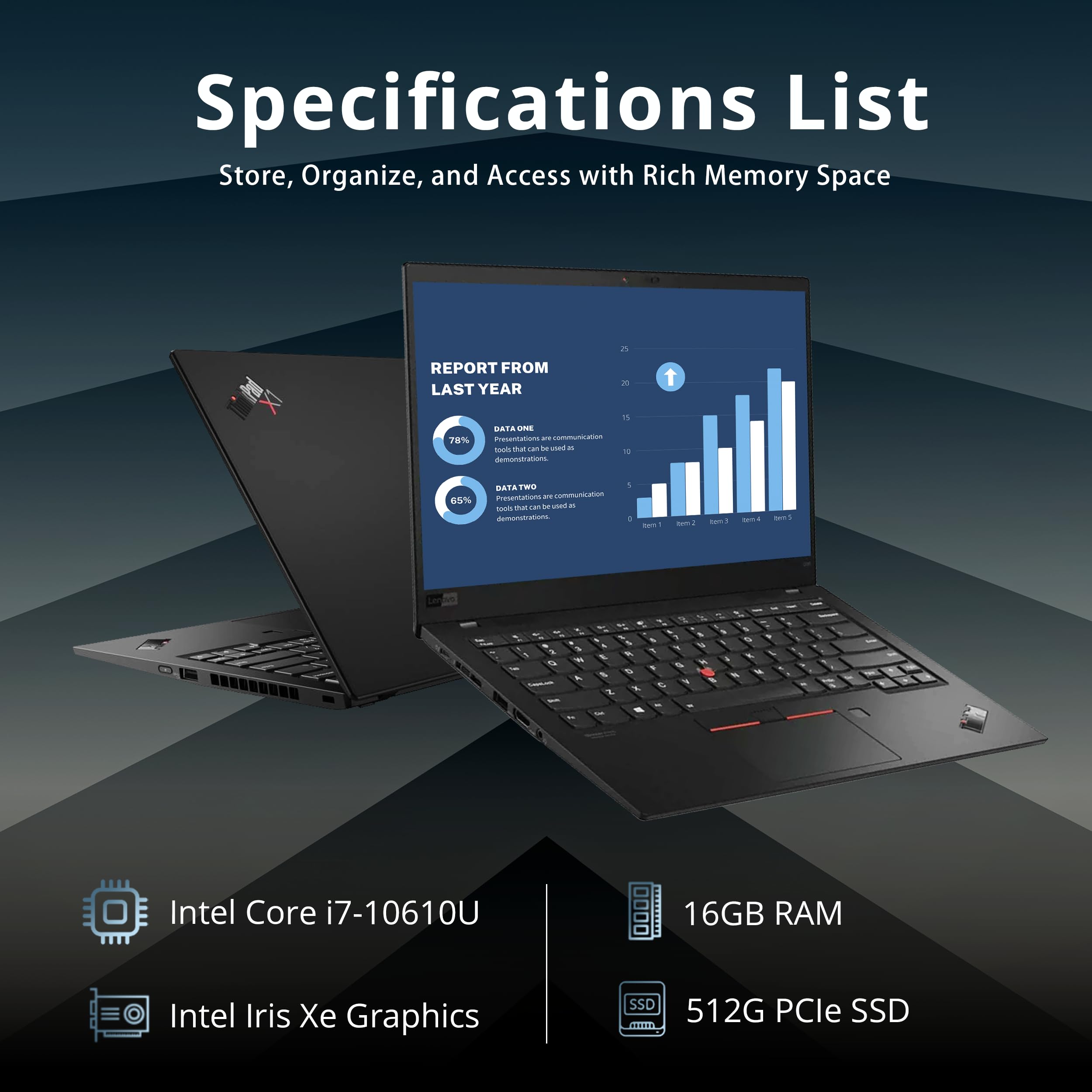 Lenovo Thinkpad X1 Carbon Gen 8 - Laptop de negocios con pantalla