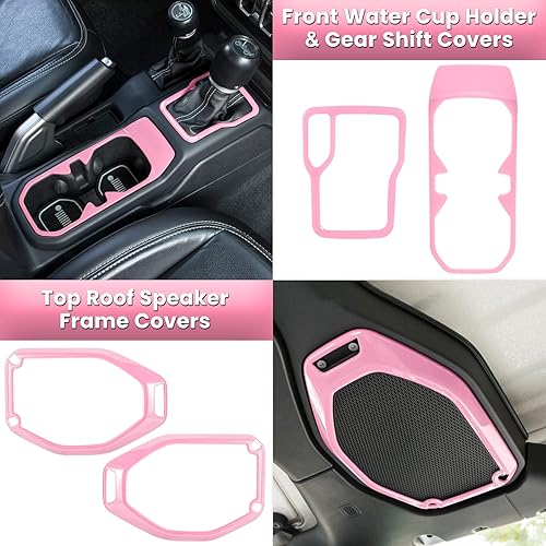 Miniatura 4 de Juego completo de 23 piezas de decoración interior para automóvil, cubierta de volante, manija de puerta, aire acondicionado, portavasos, luz de