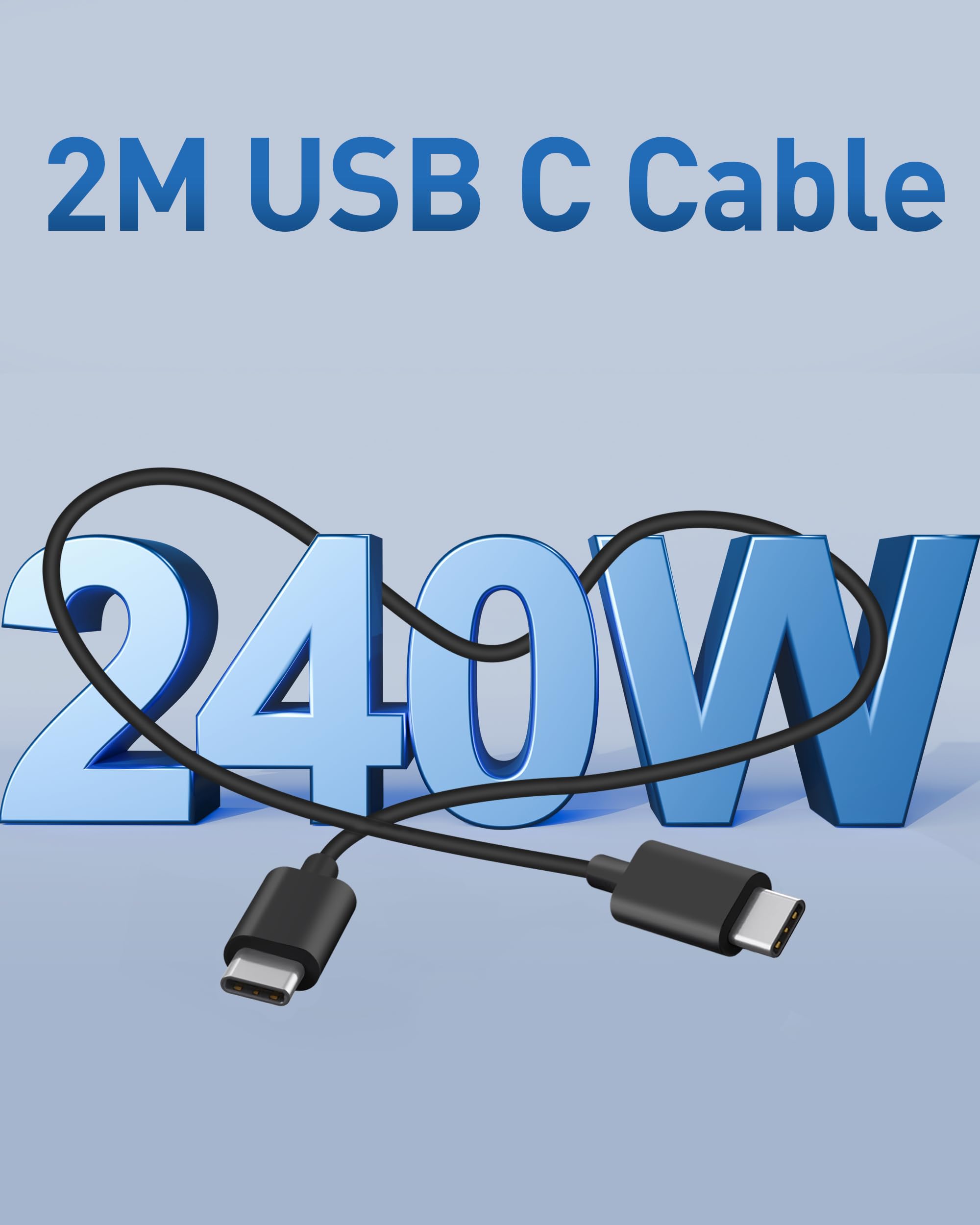 65W Cargador USB C, 4-Puerto Carga Rápido Adaptador con 240W 2M Tipo C Cable para MacBook Pro/Air, Tableta, iPad, iPhone 17/17 Air/16/15 Pro MAX, Samsung Galaxy S25/S26 Ultra, Rapida USB-C/A Enchufe