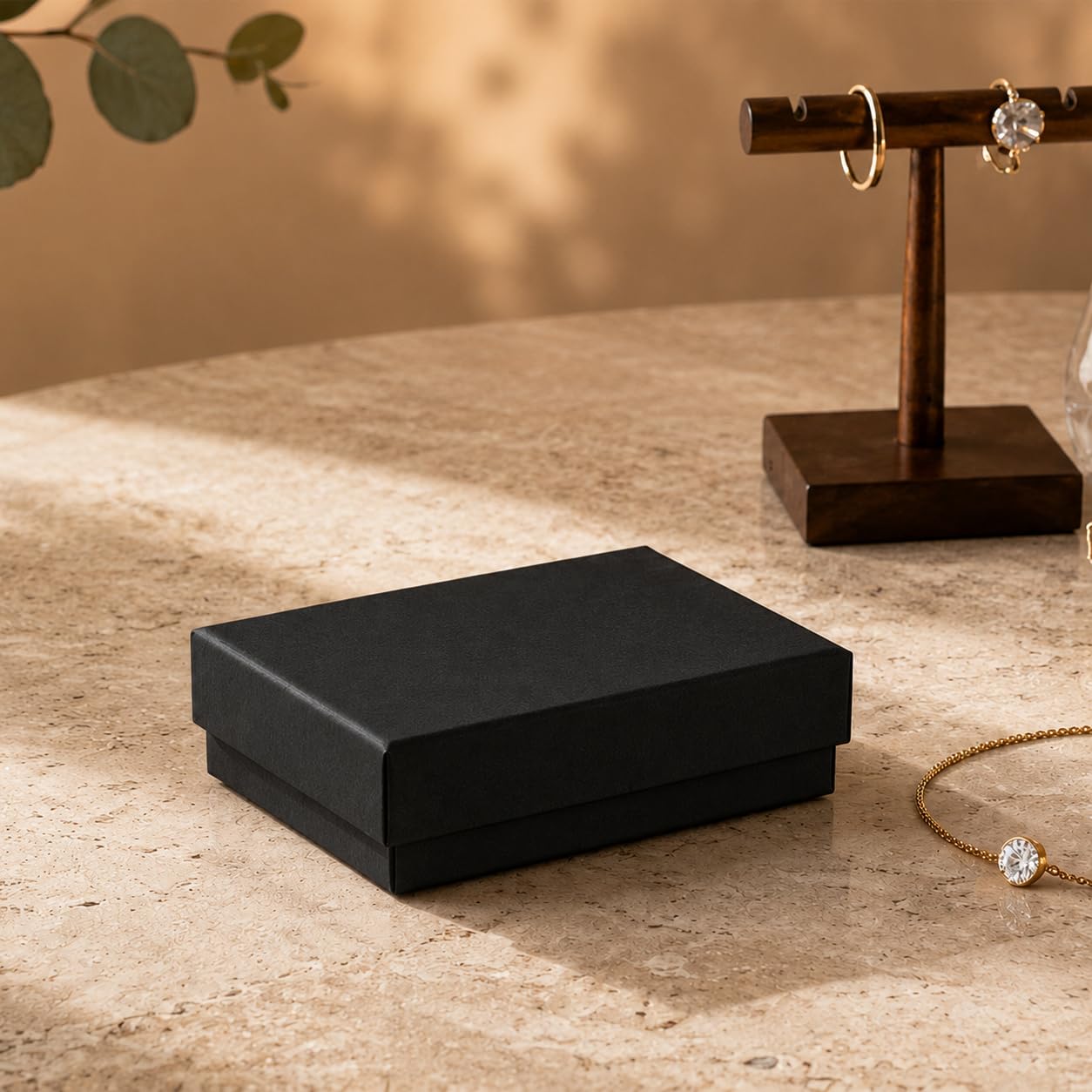 Emartbuy 48 Stück Schmuckkästchen Schwarz Karton Schmuck Anhänger Schachteln Ring Schachteln Geschenkbox für Jubiläum Hochzeit Geburtstag Größe - 9 cm x 7 cm x 2,5 cm