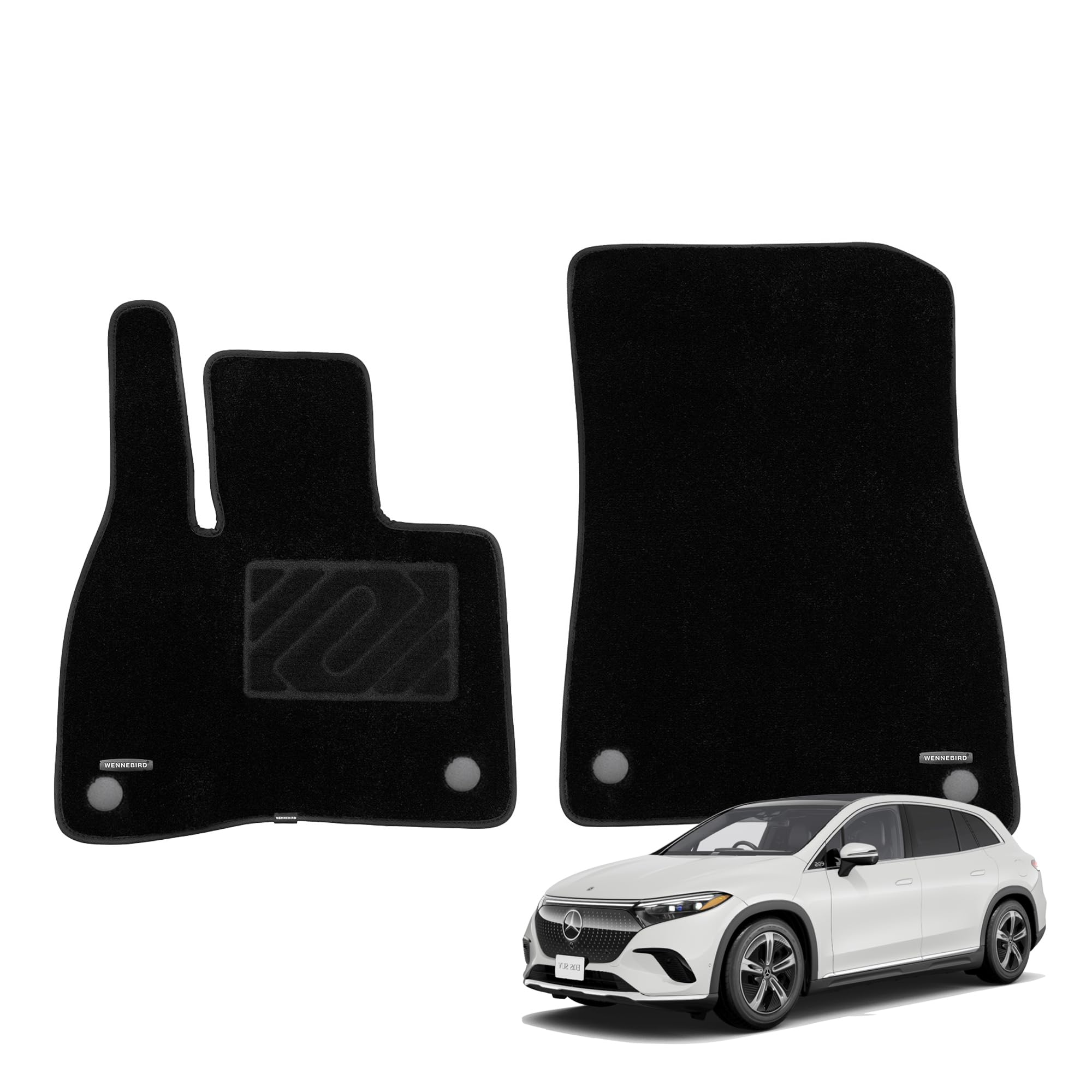 WENNEBIRD Superior Carpet Front Row Floor Mats for 2023-2025 Mercedes-Benz EQS SUV (X296) / EQE SUV (X294), 0.6 Inch Thickness – 2-Pc Set
