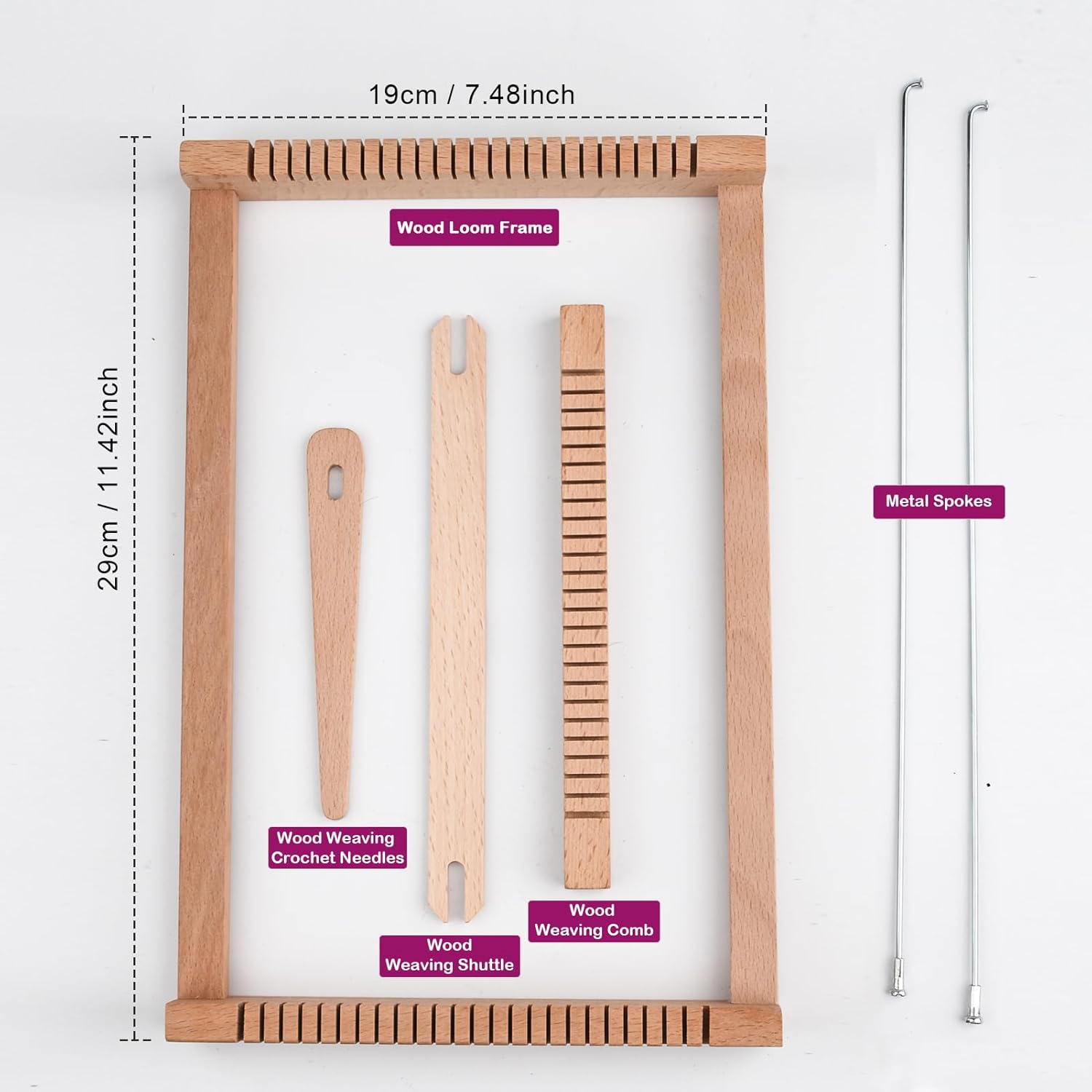 LYKTRIX Weaving Loom for Kids, Wooden Weaving Kit, Loom Kit for Kids Ages 8-12, Great Knitting Looms for Beginners and Girls Over 6 Years Old, Contains Enough Weaving Yarn 11.4" x 7.5"