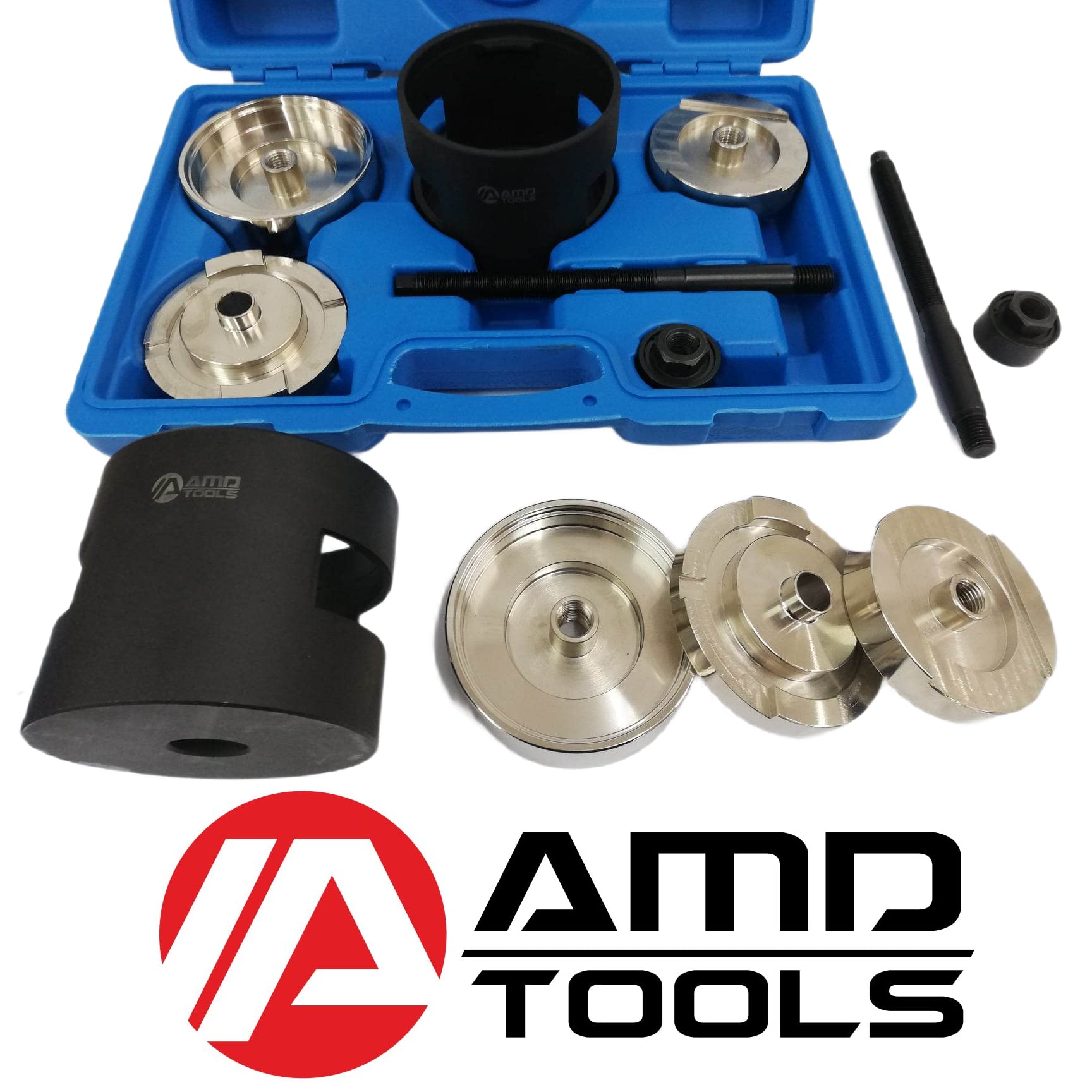 AMD TOOLS Juego de extractor de herramientas para rodamientos de toneladas, casquillo, eje trasero, manillar longitudinal para BMW X5 E53