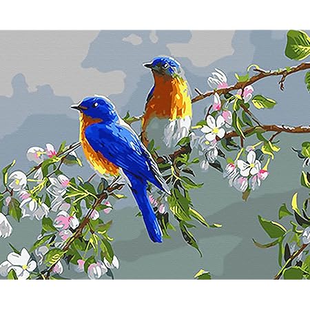 YEESAM ART - Kit Peinture Par Numéros 'Belle Fleur Bleue' 40x50 Cm - Toile Lin Et Peintures Acryliques - Loisir Créatif