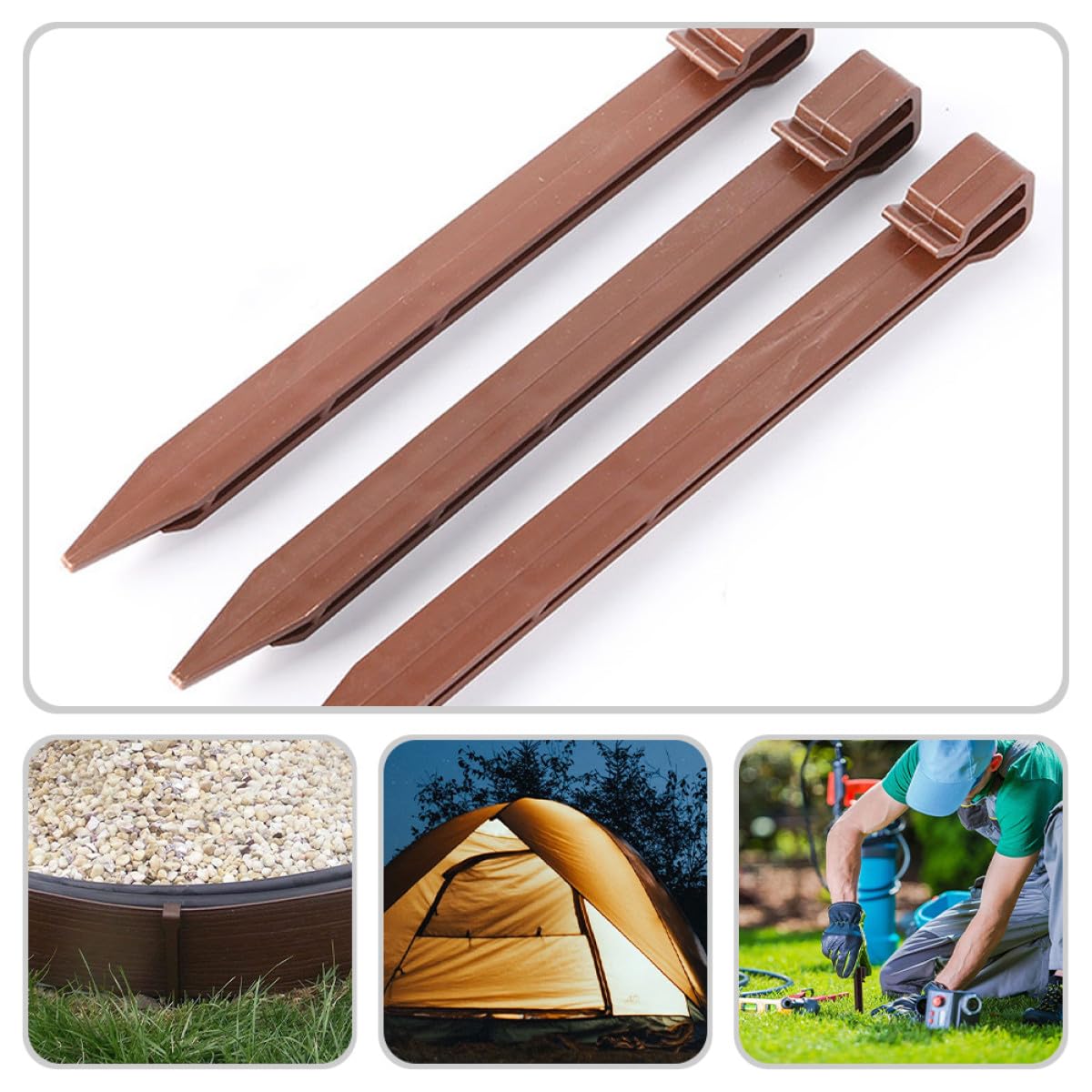 GALPADA 30 Piquets de Jardin en Plastique Résistants pour Fixation de Bâches et Tentes, 30 Pièces, Piquets Sol pour Jardin Potager et Aménagement Extérieur