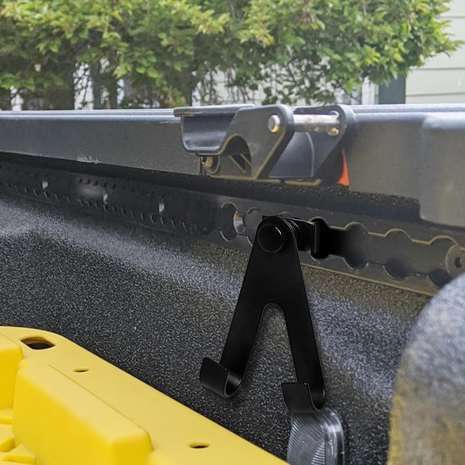 L-Track Single Stud Fitting with Spring Loaded Adjustable Hook for L-Track Rails in Truck, Camper Van, Trailer - Pack of 4, Black