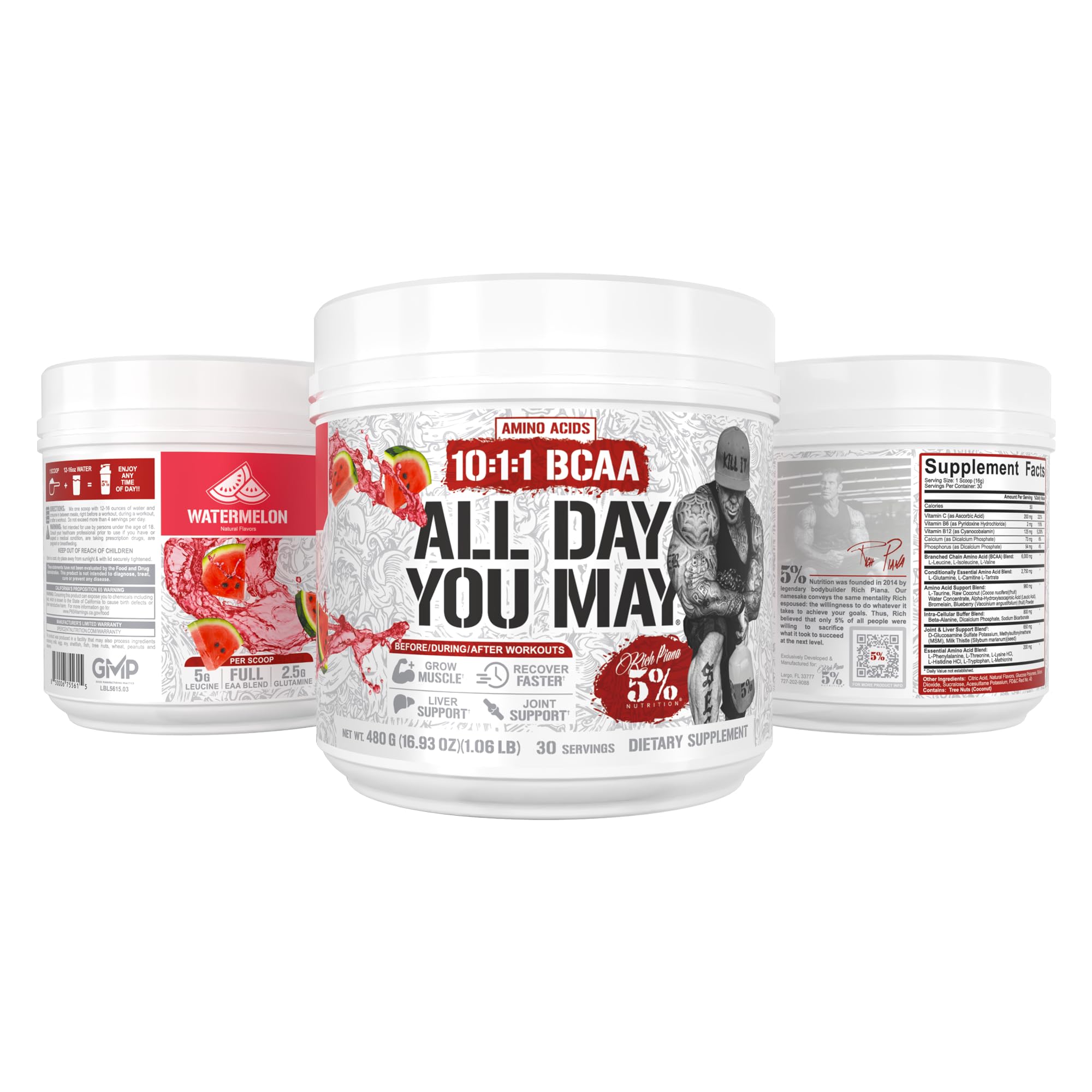 5% Nutrition AllDayYouMay BCAA Powder and EAAs (Watermelon) — Amazon image 7