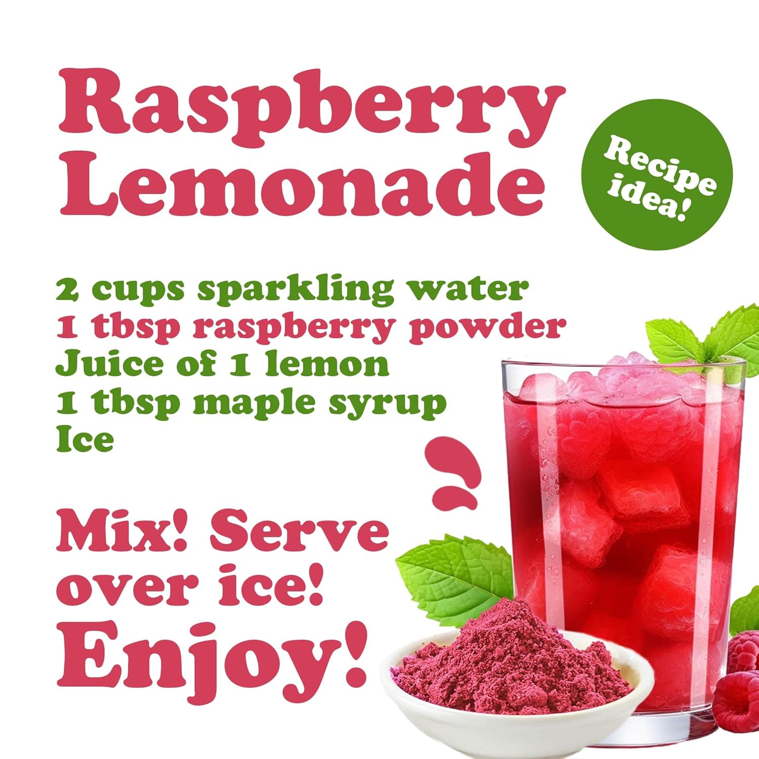 Food to Live Raspberry Juice Powder, 8 Pounds – Spray-Dried, No Sugar Added, Contains Maltodextrin, Vegan, Kosher, Bulk, Perfect for Smoothies, Baking, and Beverages