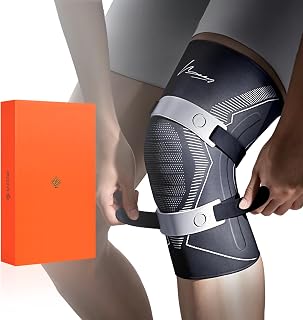 Knee Brace for Men & Women, Compression Knee Support with Side Stabilizers, Patella Gel Pad & Adjustable Straps, Professional Knee Sleeve for ACL, MCL, PCL, Meniscus, Sports, Workout, Size L
