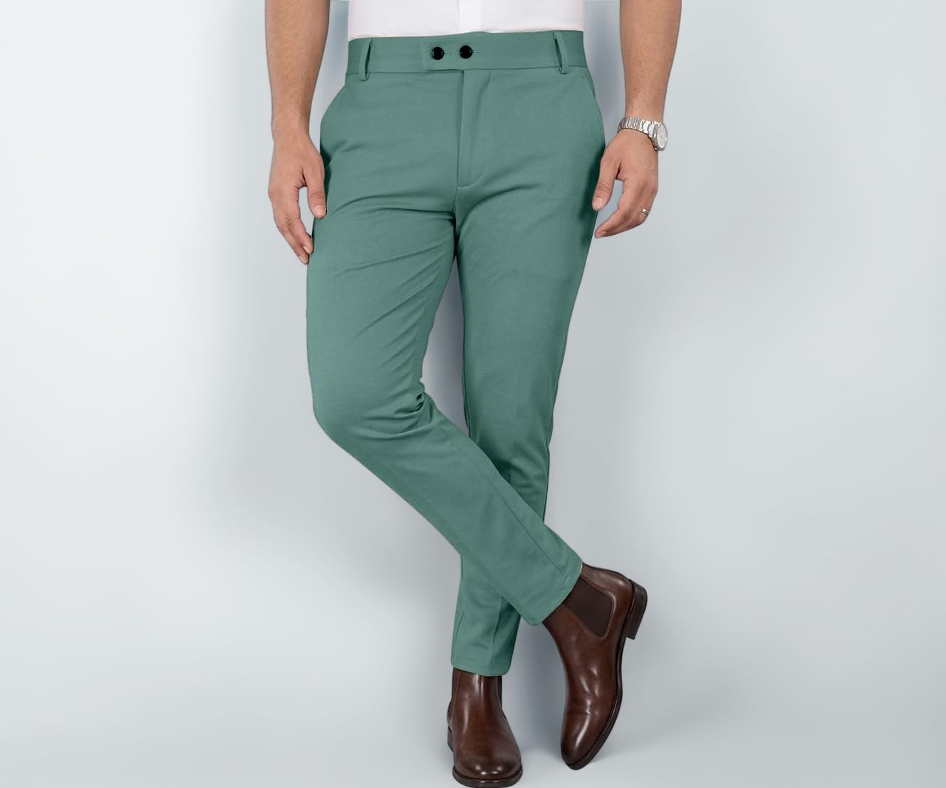 Mehrang Men's Stretchable Stretchable Formal Pant Trousers | Stylish Slim Fit Men's Wear Trousers for Office or Party | Polycotton Knitted Fabric