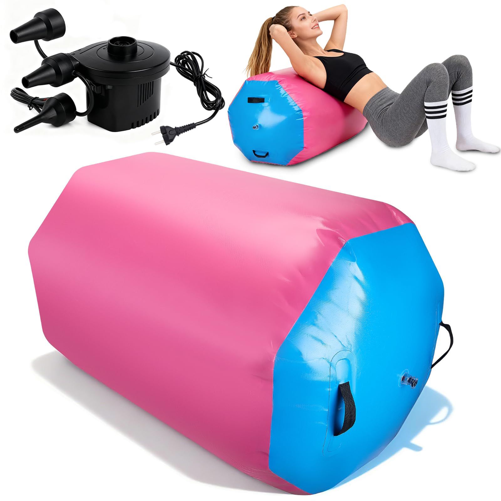 Rodillo de Aire para Gimnasia con Bomba Eléctrica, Esterilla Yoga Air Track 90x70cm