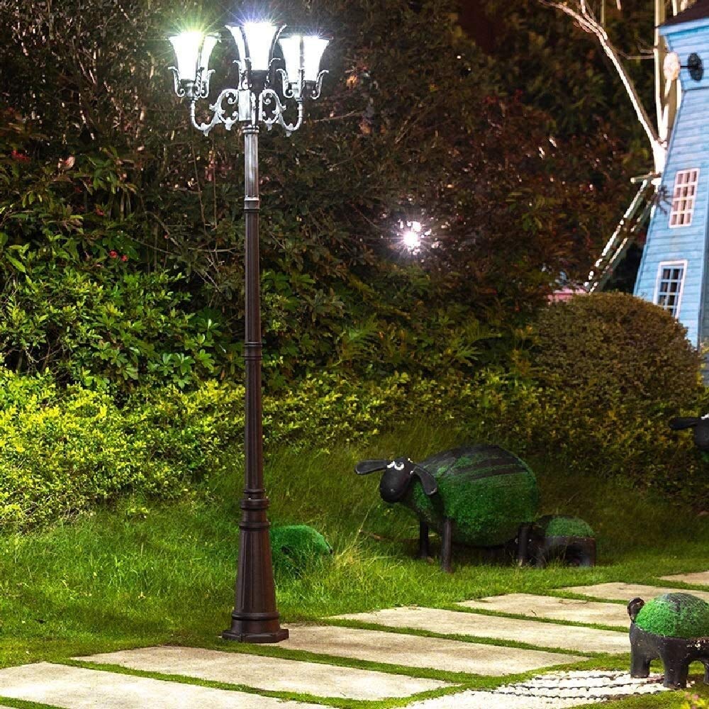 Lampione Da Esterno, Lampada Da Esterno Pressofusa, 3 Led, Lampada Solare In Alluminio, Palo Alto 2,93 M, Lanterna Stradale, Lampada A Colonna A Energia Solare Impermeabile, Illuminazione Tecnica Per
