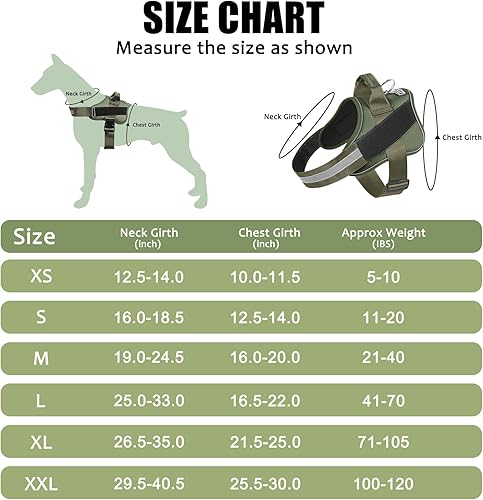 Miniatura 9 de Bolux - Arnés para perro, reflejante y transpirable, ajustable, con asa, para sacarlo a pasear, no más tirones ni asfixia (amarillo militar, talla L)