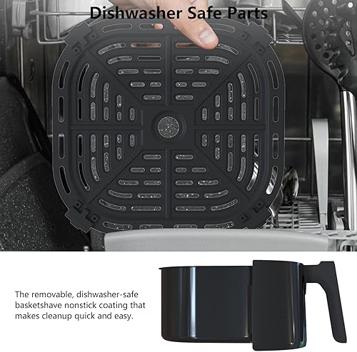 Miniatura 8 de Freidora de aire, horno freidora de aire SXYCMY de 5 cuartos de galón con 8 preajustes de cocción, ventana de cocción visible, freidora de aire con