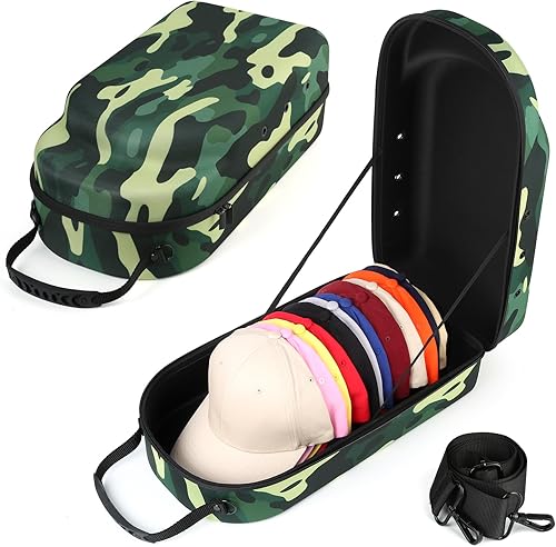 Miniatura 56 de Funda rígida para gorra de béisbol, funda de viaje con correa ajustable para el hombro, funda para 12 gorras de béisbol, perfecta para viajes y Negro