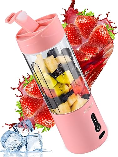 Licuadora portátil para batidos y batidos, licuadora personal para batidos, 18 onzas para beber con una sola mano, tipo C, recargable, mini
