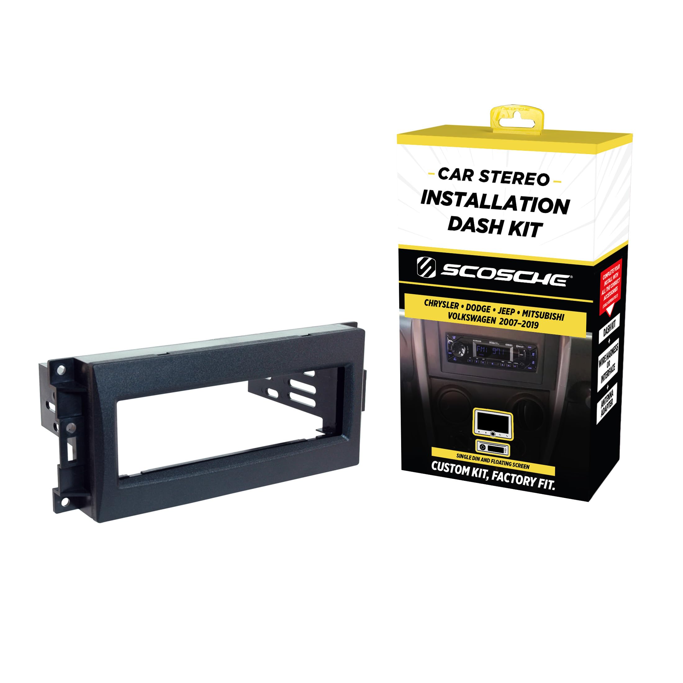 CR1288B Single DIN Radio Dash Kit Compatible with Select 2007-19 Chrysler, Dodge and Jeep Vehicles - Aftermarket Car Stereo Installation - See Fit Guide in Images for Vehicles - Not Double DIN