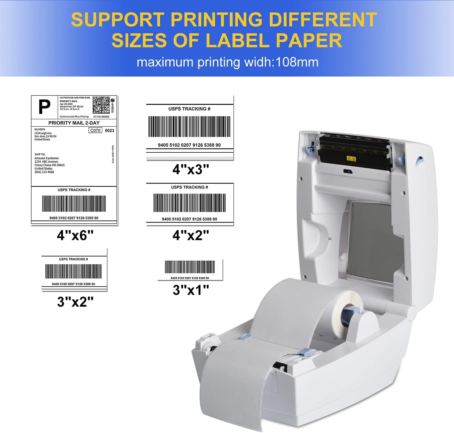 Shipping Label Printer, Tapsin Label Printer for Shipping Packages, 4x6 Thermal Printer for Shipping Labels, Compatible with Amazon, Ebay, Etsy, ...