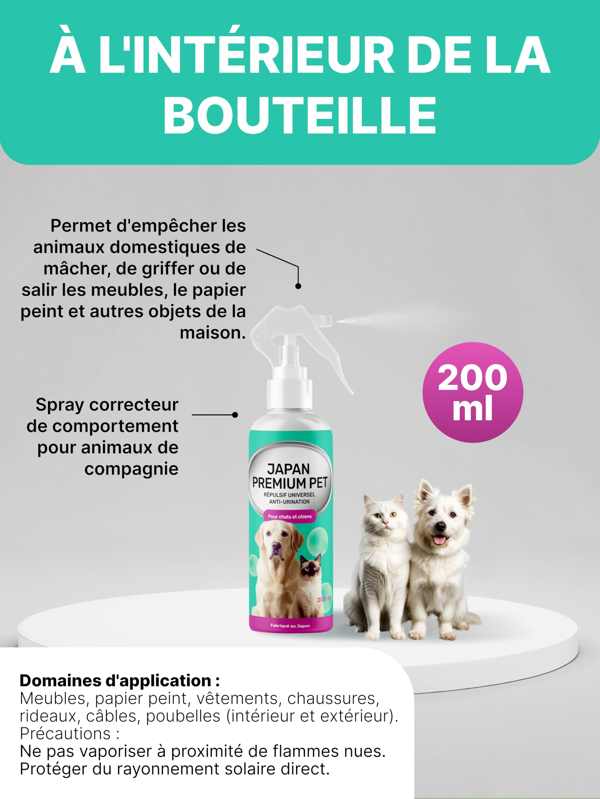 Spray Anti-Pipi pour Chiens et Chats | Spray Répulsif pour Chats | Spray Dissuasion pour Chiens | Répulsif Chat Intérieur | Empêche les Chiens d’Uriner à la Maison | Spray Anti-Pipi 200 ml