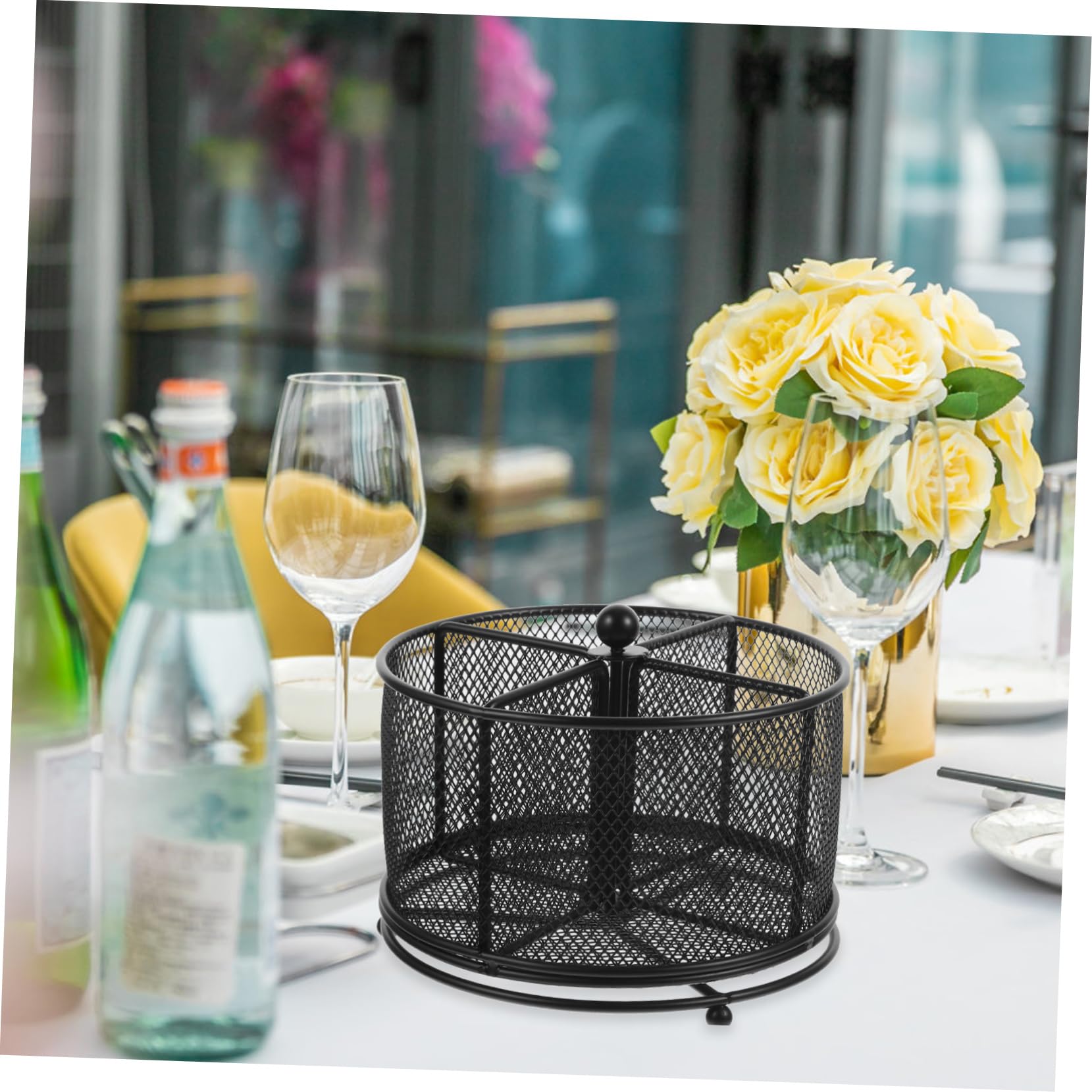 Portaposate Rotante Metallo Con Scomparti Organizer Per Utensili Da Cucina Supporto Per Contenitori Da Bancone
