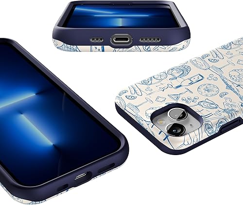 Vista 591 de Casely Funda para iPhone 13 Compatible con MagSafe Color Splash de medianoche Funda retro abstracta Color de medianoche Splash Abstracto