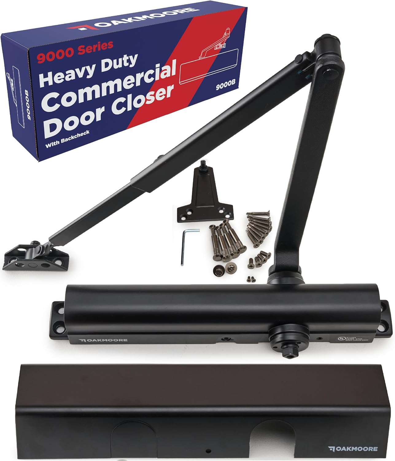 Heavy Duty Commercial Door Closer, ADA UL Grade 1 Listed Automatic Self Closing Door Hinges, Door Closers Commercial High Traffic, Auto Door Closer, Hydraulic Spring Soft Close (Black)