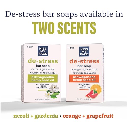 Miniatura 6 de Kiss My Face Jabón en barra De-Stress - Naranja + Pomelo - Barra de jabón vegana con aceite de semilla de cáñamo - Libre de crueldad animal y sin