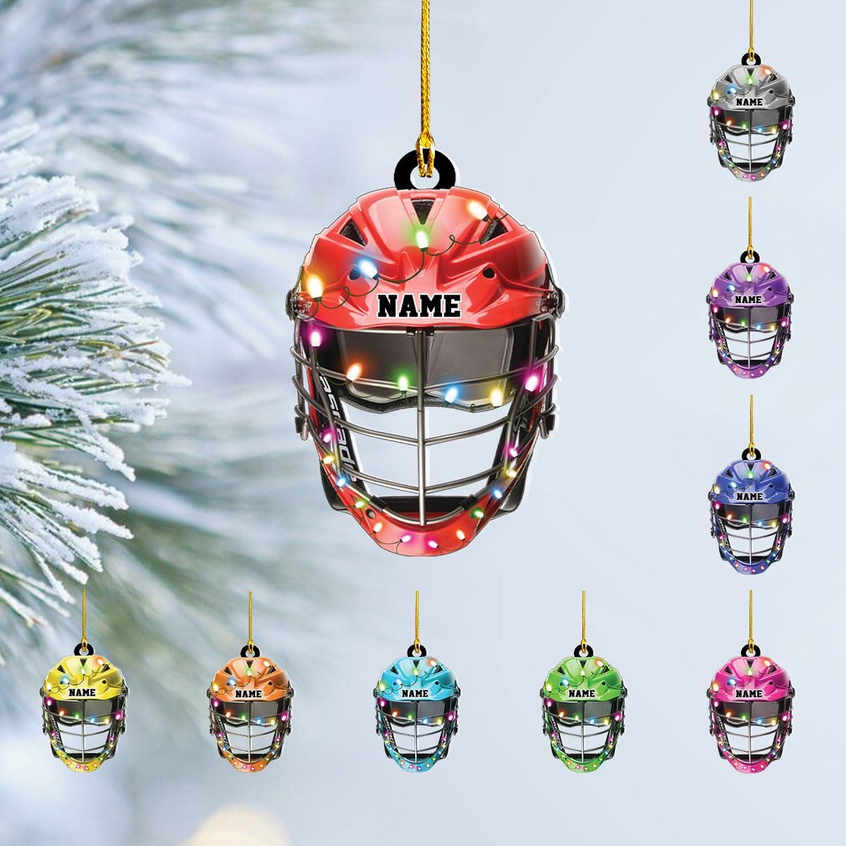 MoonArt Personalized Lacrosse Ornament, Stick Helmet