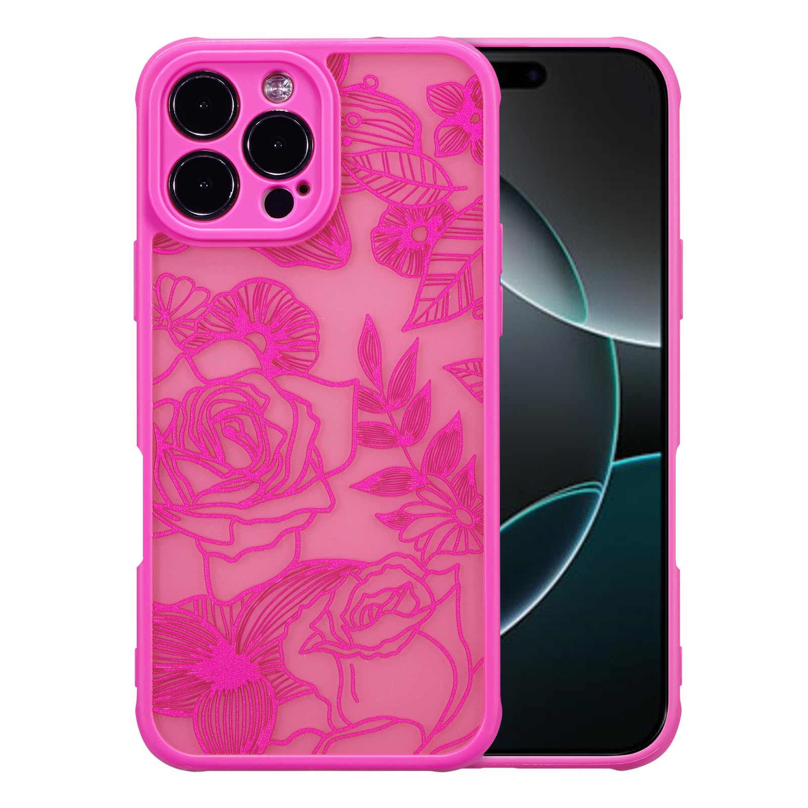 XIZYO for iPhone 16 Pro Max Case, Floral Rose Cute Phone Case for Women Girls Aesthetic Pattern Print Slim TPU Bumper Shockproof Protective Cover for