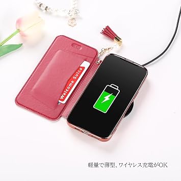iPhone 13 Mini Smartphone Cover, Notebook Type, Clear Type, Card Slot, Lightweight, Tassel Decoration, Ladies, Adult Cute, Slim, Slim Design, Cute Mouse Character, iPhone 13 Mini Smartphone