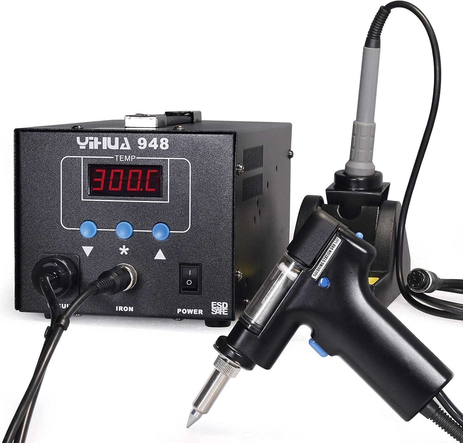 YIHUA 948 Professional Desoldering Station (Upgraded) bundle with the #948N Desoldering Nozzle Set with Iron Holder, Soldering Iron, and Accessories (31 Items)